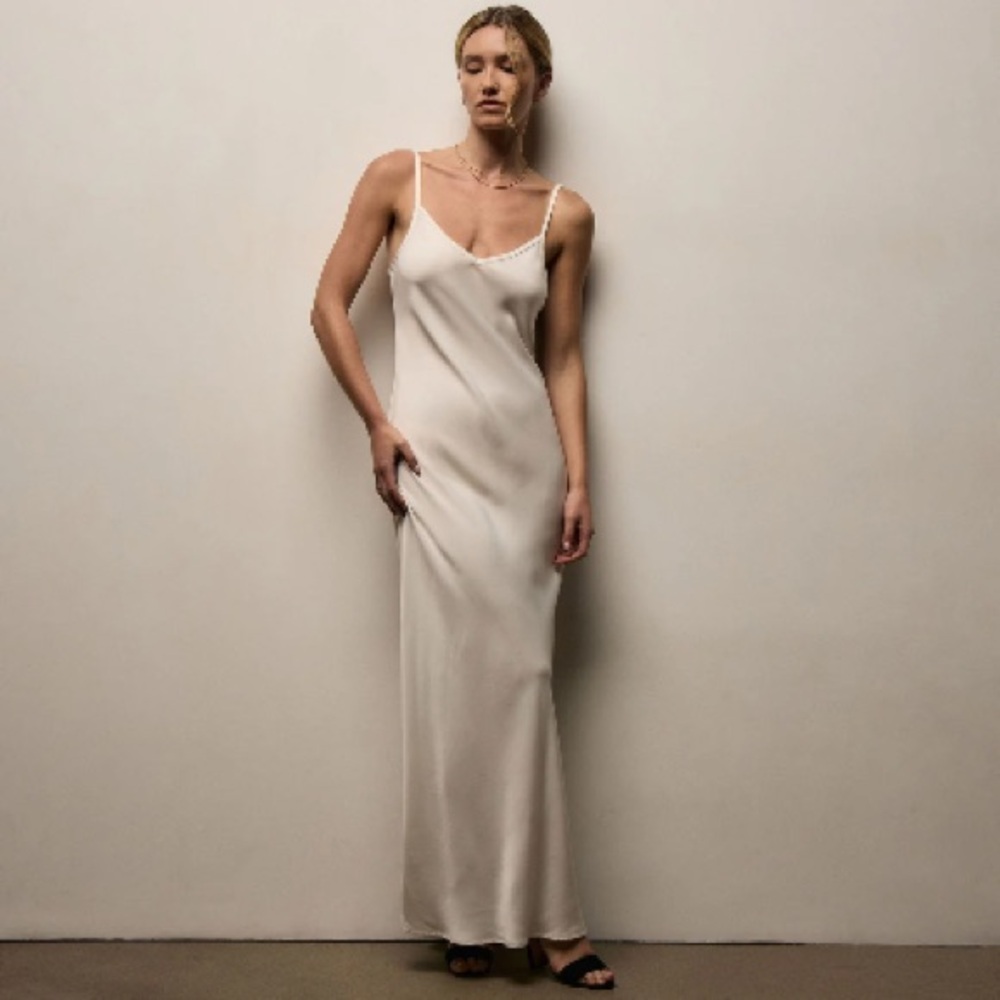 James Perse SATIN CAMI SLIP DRESS NWT Size 0 ivory pigment
